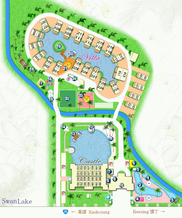 スワンレイク ヴィラ リゾート ホテル 墾丁 [施設案内図]
